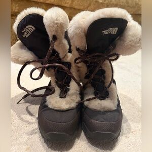 The North Face Black and Cream Snow Boots